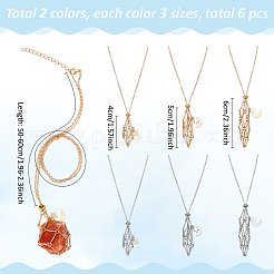 6Pcs 2 Colors Brass Chain Macrame Pouch Necklaces Making&nbsp;NJEW-WR00004