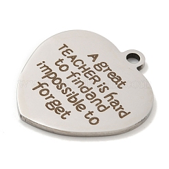 Non-Tarnish Teachers' Day 201 Stainless Steel Pendants&nbsp;STAS-L079-23P-04