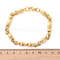 201 Stainless Steel Oval & Twist Rectangle Link Chain Bracelets&nbsp;BJEW-B078-171G