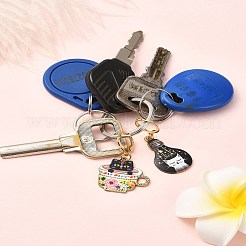 Cat Alloy Enamel Pendant Locking Stitch Markers&nbsp;HJEW-YW00021