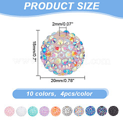 40Pcs 10 Colors Resin Rhinestone Beads&nbsp;RESI-AR0001-42