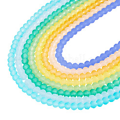 8Strands 8 Colors Baking Paint Frosted Glass Bead Strands&nbsp;FGLA-TA0001-05