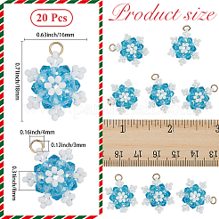 20Pcs Glass Seed Beaded Snowflake Pendants&nbsp;FIND-SC0020-41