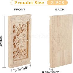 Natural Solid Wood Carved Onlay Applique Craft&nbsp;WOOD-FH0001-11