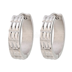 304 Stainless Steel Textured Hoop Earrings&nbsp;EJEW-L307-09P-01