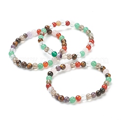 Natural Mixed Wealth Stone Beaded Stretch Bracelets&nbsp;BJEW-D446-B-39