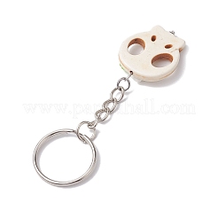 Skull Synthetic Turquoise & Flower Resin Keychain&nbsp;KEYC-JKC00844