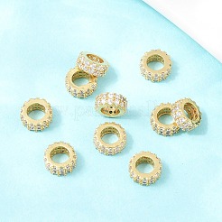 Brass Micro Pave Cubic Zirconia European Beads&nbsp;ZIRC-D026-07G