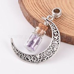 Moon Antique Silver Alloy European Dangle Charms&nbsp;PALLOY-JF00153-03