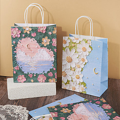 6Pcs 2 Styles 3D Flower Printed Paper Gift Bags with Handles&nbsp;ABAG-TAD0001-01