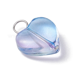 Heart Gradient Color Baking Paint Transparent Glass Pendants&nbsp;PALLOY-JF03264-02