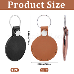 2Pcs 2 Colors Flat Round Leather Photocard Sleeve Keychains&nbsp;AJEW-CL0002-43