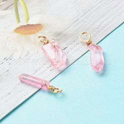 Electroplated Natural Quartz Pendants&nbsp;PALLOY-JF00846-01
