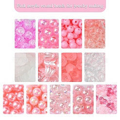 DIY Round & Flower & Heart Acrylic & ABS Plastic Imitation Pearl Beads Bracelets Making Kits&nbsp;DIY-FS0006-48