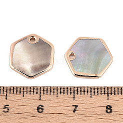 Natural Black Lip Shell Hexagon Charms&nbsp;BSHE-T014-05