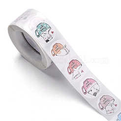 500 Adorable Round Cartoon Stickers in 6 Designs&nbsp;X-DIY-B010-01