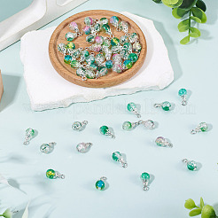 70Pcs 7 Colors Crackle Glass Pendants&nbsp;PALLOY-TADJ00018