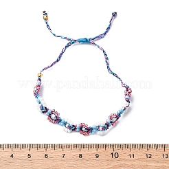 Flower Glass Seed Beaded Braided Bead Bracelets for Women Frineds&nbsp;BJEW-F493-10B