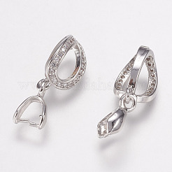 Brass Micro Pave Cubic Zirconia Ice Pick Pinch Bails&nbsp;ZIRC-F075-20-NR