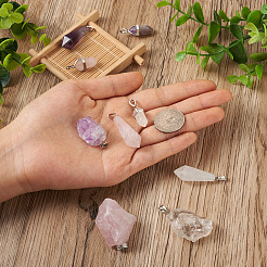 9Pcs 9 Styles Natural Gemstone Pendants&nbsp;G-PJ0001-02