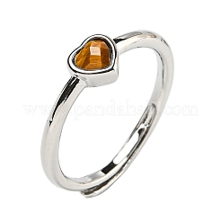 Heart Natural Mixed Stone Adjustable Rings&nbsp;RJEW-Q818-02P