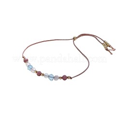 Natural Gemstone & Brass Beads Slider Bracelets&nbsp;IH0971