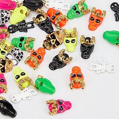 45Pcs 9 Style Alloy Skull & Skeleton Cabochons&nbsp;MRMJ-OC0002-77