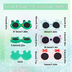 40Pcs 4 Styles Opaque Resin Glasses Cabochons&nbsp;CRES-SC0002-59