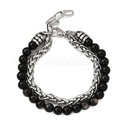Natural Silver Leaf Jasper Round Beads Multi-strand Bracelets&nbsp;BJEW-D330-02P-07