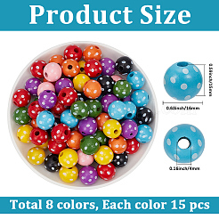 120Pcs 8 Colors Dyed Natural Wooden Beads&nbsp;WOOD-PA0001-46