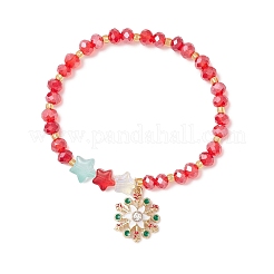 Christmas Themed Alloy Enamel Snowflake Charm Bracelets&nbsp;BJEW-MZ00190-01