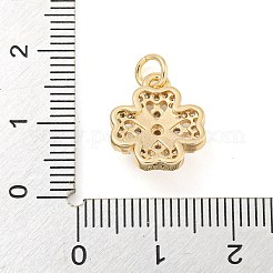 Rack Plating Brass Micro Pave Clear Cubic Zirconia Pendants&nbsp;KK-F089-14G