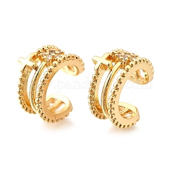 Brass Micro Pave Clear Cubic Zirconia Cuff Earrings&nbsp;EJEW-F370-36G