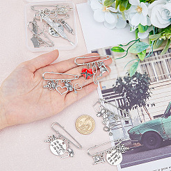 8Pcs 8 Style Nurse's Cap & Infusion Bottle & Caduceus Alloy Charms Safety Pin Brooch&nbsp;JEWB-FH0001-24