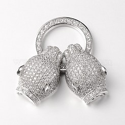 Brass Micro Pave Cubic Zirconia Fold Over Clasps&nbsp;ZIRC-M043-P-02-RS