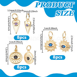 24Pcs 3 Styles Brass Micro Pave Cubic Zirconia Pendants&nbsp;KK-NB0003-95