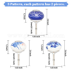 6Pcs 3 Styles Printing Porcelain Drawer Knobs&nbsp;FIND-GA0001-29A