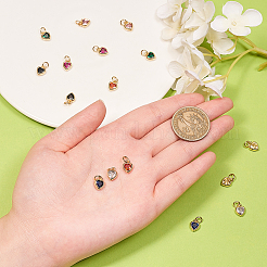16Pcs 8 Colors Brass inlaid Cubic Zirconia Pendants&nbsp;ZIRC-CJ0001-15