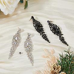 2 Pairs 2 Colors Rhineston Flower Dangle Stud Earrings&nbsp;EJEW-FI0002-43