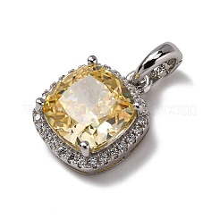 925 Sterling Silver Pave Yellow Cubic Zirconia Pendants&nbsp;STER-F063-01A-02