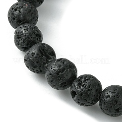 Natural Lava Rock Round Beaded Stretch Bracelet&nbsp;BJEW-JB09804