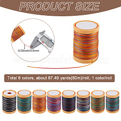 8 Rolls 8 Colors 12-Ply Polyester Thread Cord&nbsp;DIY-SP0003-80A