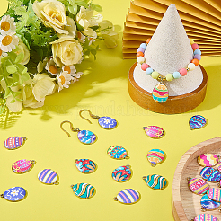 28Pcs 14 Colors Printed Alloy Pendants&nbsp;ENAM-BM0001-31