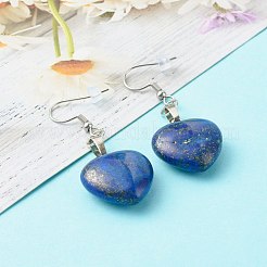 Natural & Synthetic Mixed Heart  Gemstone Dangle Earrings&nbsp;EJEW-JE04574