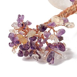 Natural Amethyst with Citrine Chips and Natural Quartz Crystal Pedestal Display Decorations&nbsp;DJEW-G027-12RG-01