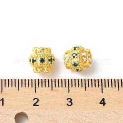 Brass Micro Pave Cubic Zirconia European Beads&nbsp;KK-U067-08G-02