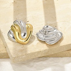 304 Stainless Steel Two Tone Stud Earrings&nbsp;EJEW-A124-01F