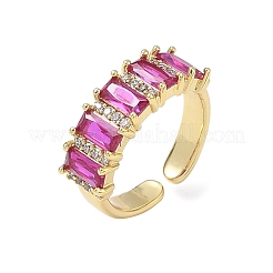 Brass Micro Pave Cubic Zirconia Cuff Open Rings for Women&nbsp;RJEW-L343-16G-02