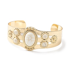 Resin Oval Beaded Open Cuff Bangle&nbsp;BJEW-F452-01A