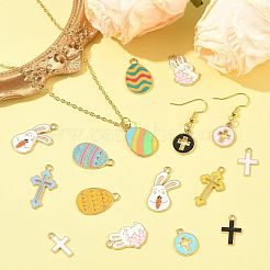 24Pcs 20 Styles Easter Egg Rabbit Cross Alloy Enamel Pendants&nbsp;ENAM-FS0004-01